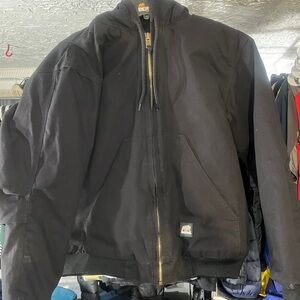 Mens black quilt lined Berne jacket size large euc